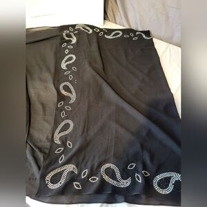 NEW Sohaye Black Scarf / Shawl with Rhinestone Paisley